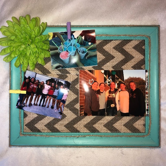 Handcrafted Teal Picture Frame Collage - Picture 1 of 4
